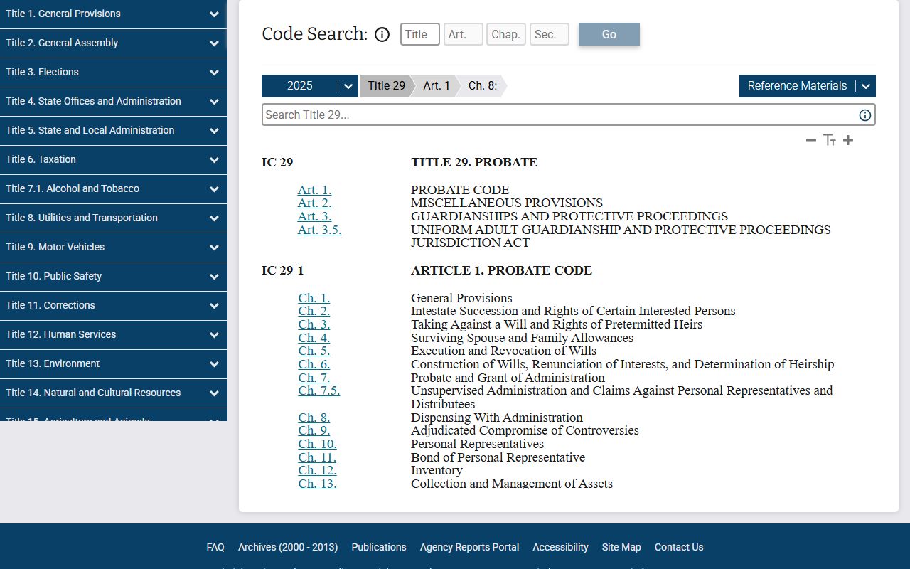 Orange County arrest records assigned Indiana probate statute context