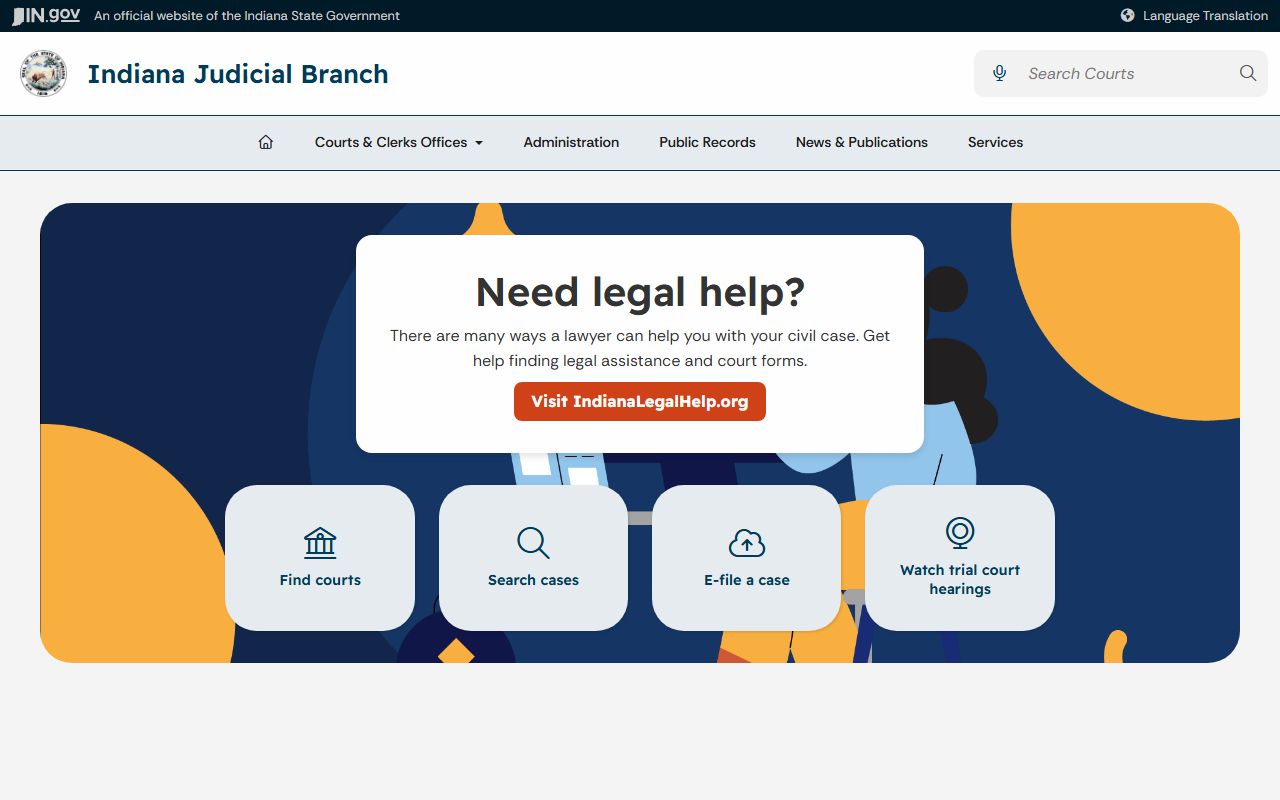 Orange County court dockets Indiana Judicial Branch services