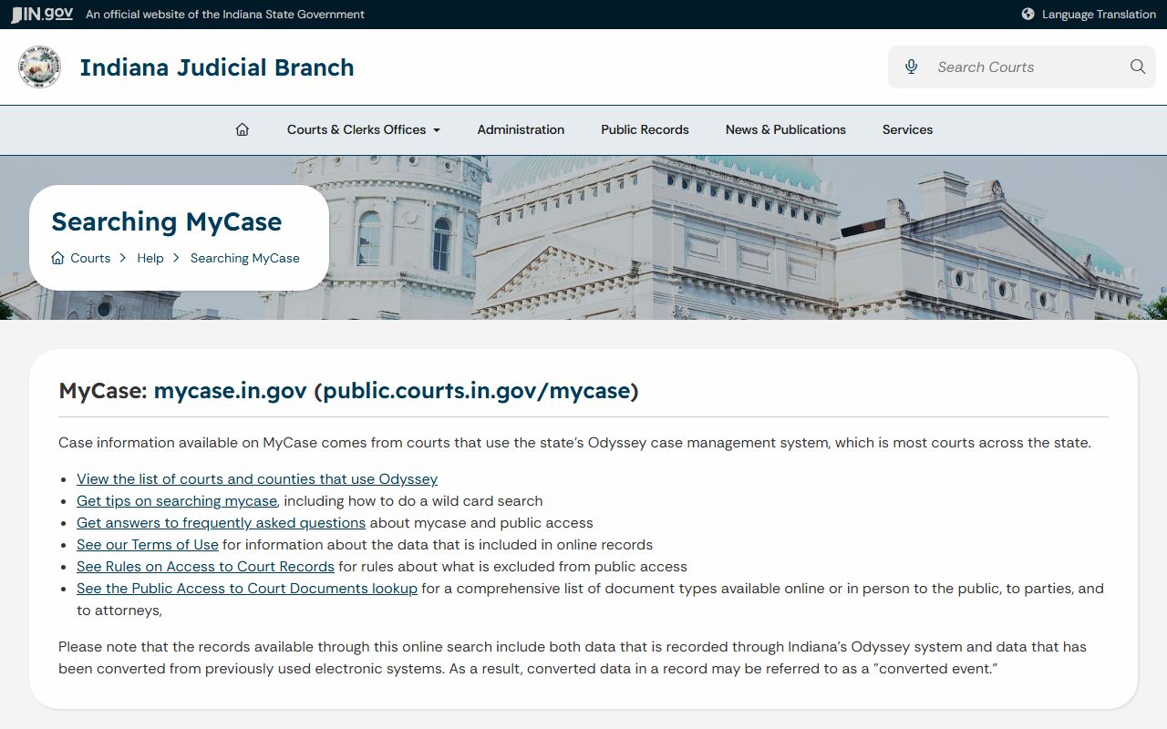Orange County court records MyCase help information