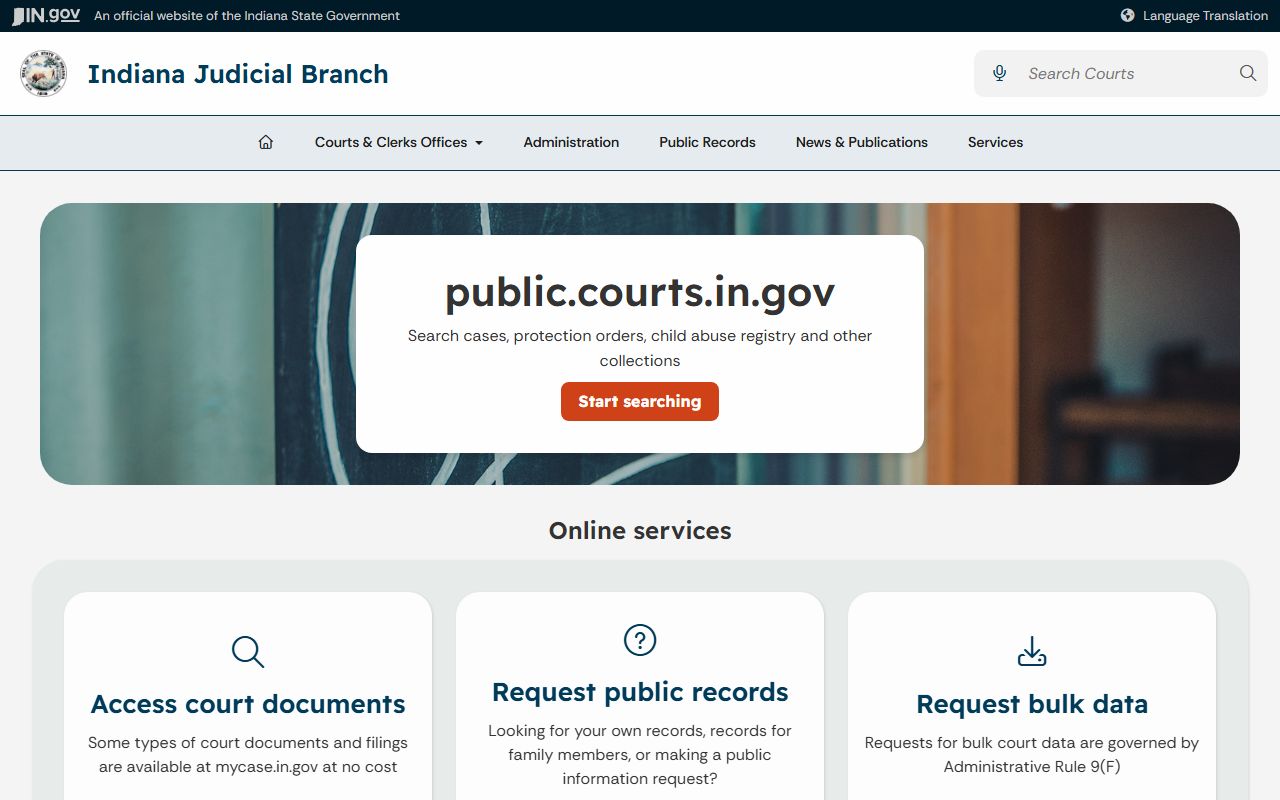 Orange County court records Indiana public records guidance