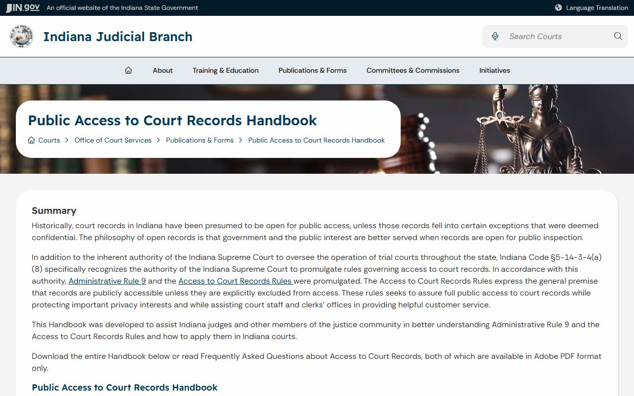 Orange County court records public access handbook source