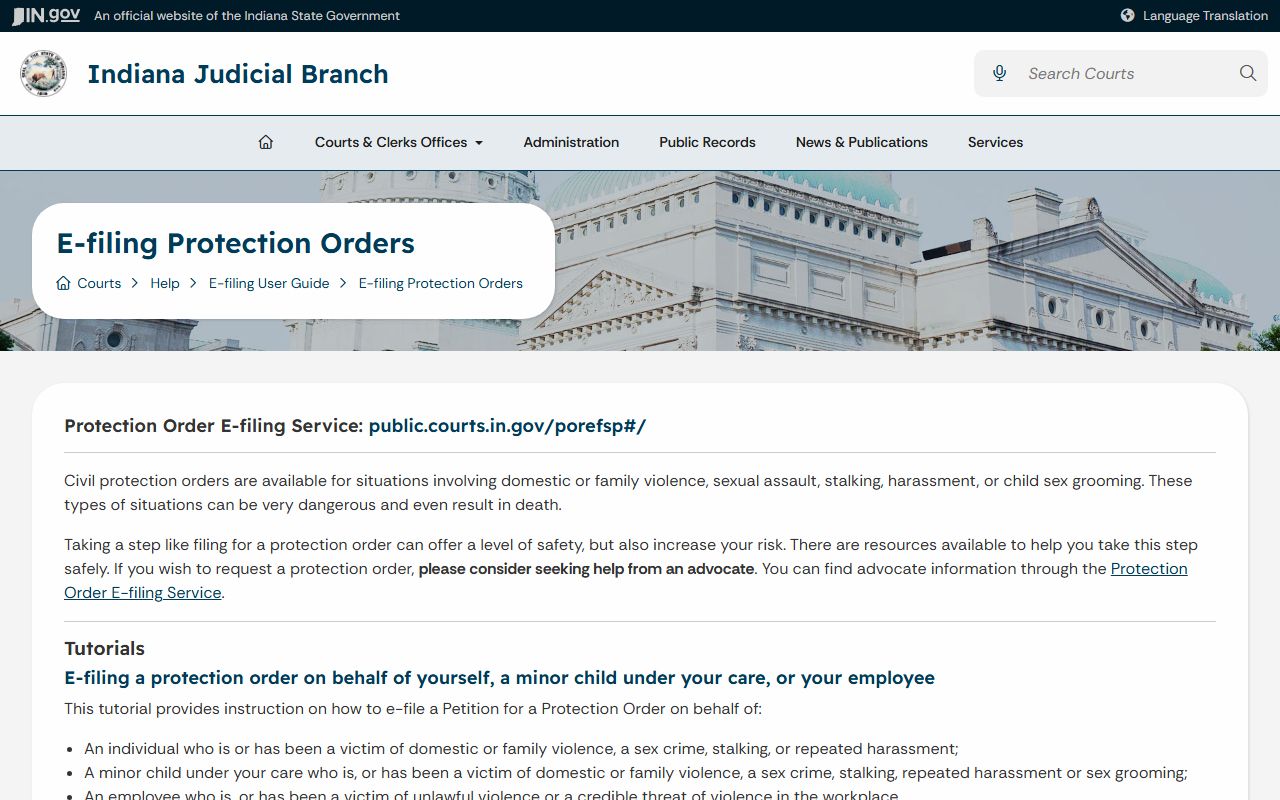 Orange County criminal court records protection order e-filing source