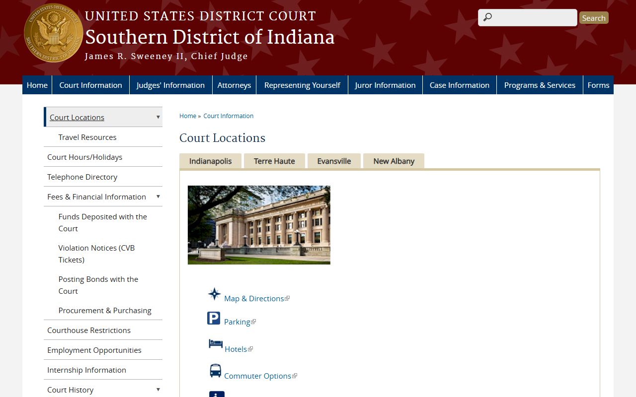 Orange County district court federal New Albany Division locations