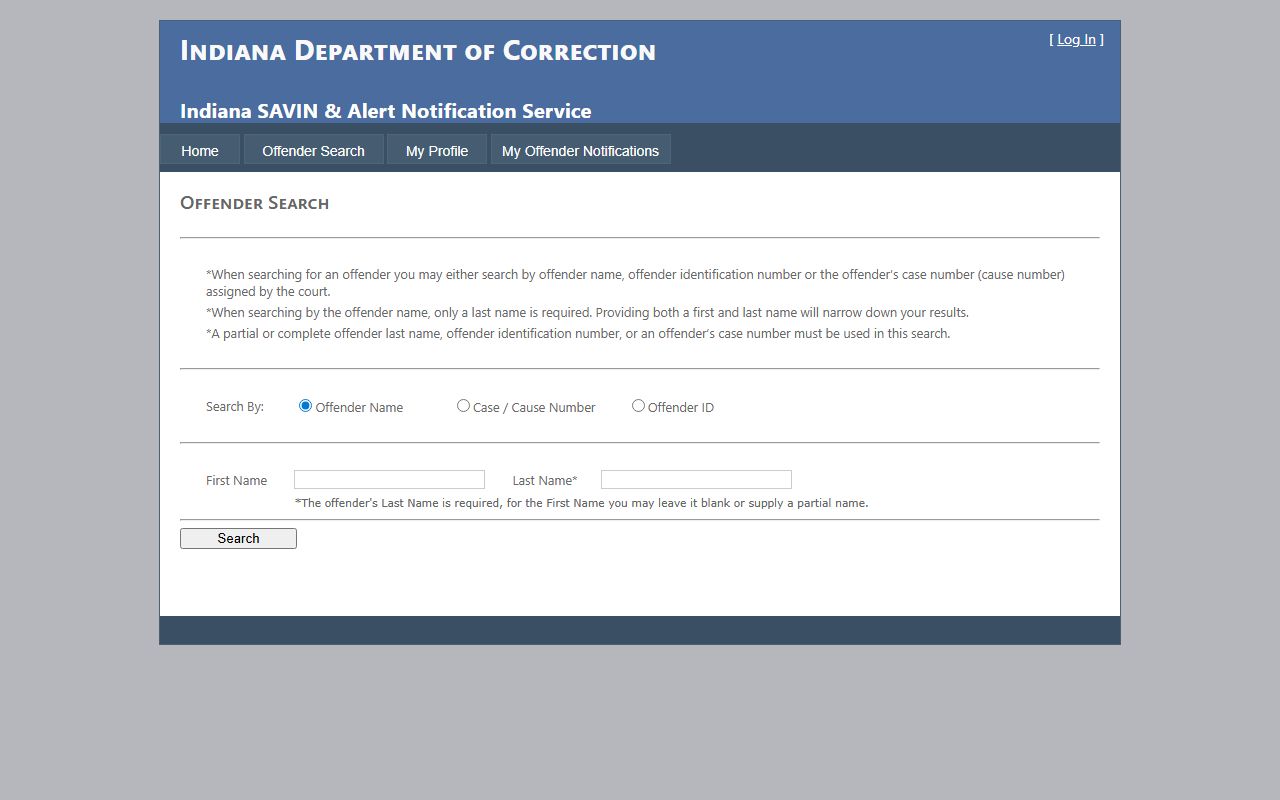Orange County inmate records Indiana SAVIN offender search