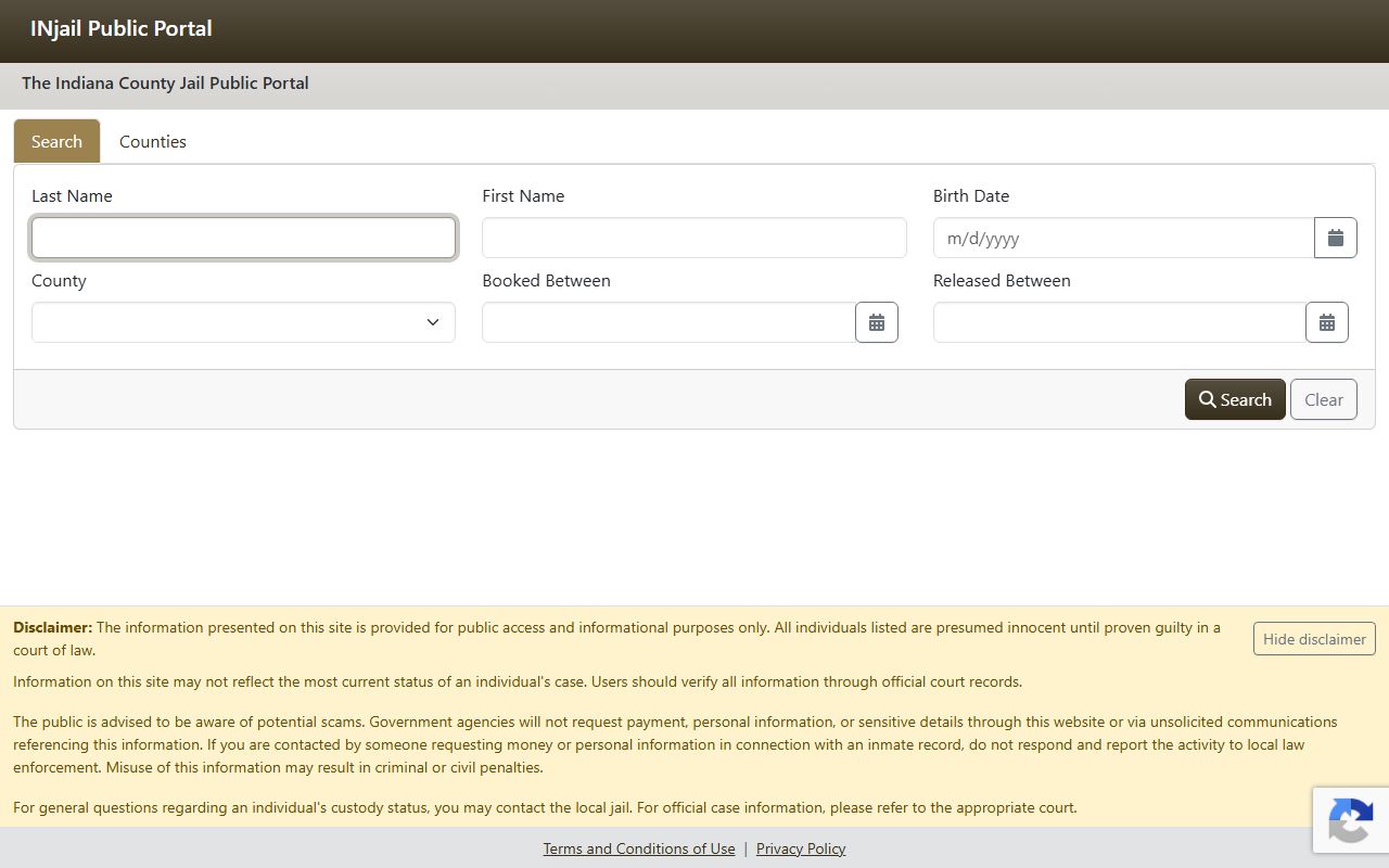 Orange County inmate records Indiana county jail public portal
