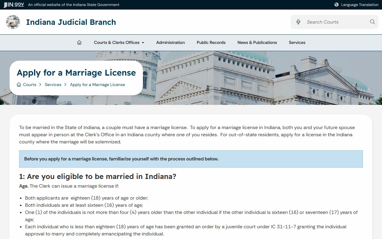 Orange County marriage records Indiana marriage license guidance