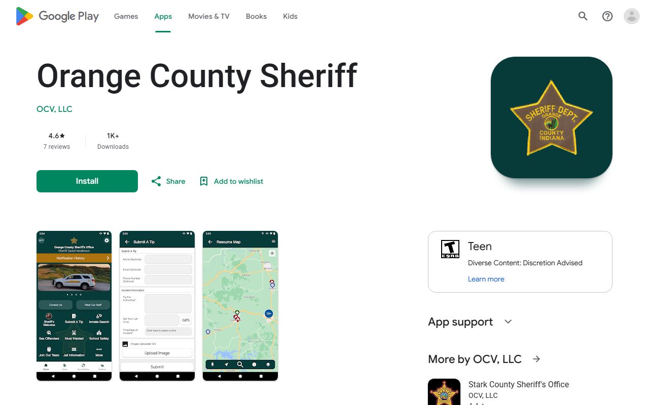 Orange County warrant records Google Play sheriff app listing